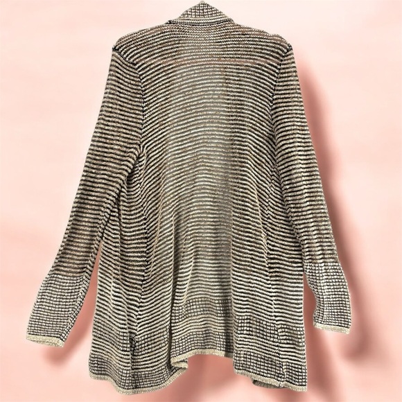 Soft Surroundings Striped Open-Front Cardigan Sweater XL Ribbed Knit Texture - Picture 3 of 8